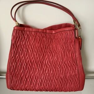 Large Coach Coral Leather Bag
